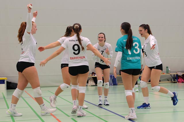 Gegen Bellinzona Volley hatte Volley Möhlin viel Grund zum Jubeln. Foto: Adi Knecht